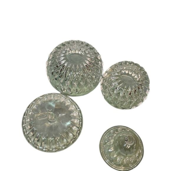 Pear & Apple Cut Glass Crystal Bowls Lidded Candy Jar Set Vintage - Picture 5 of 5